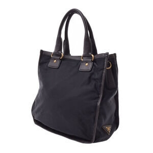 Prada Brown Handbag Nylon Leather Bag Tote